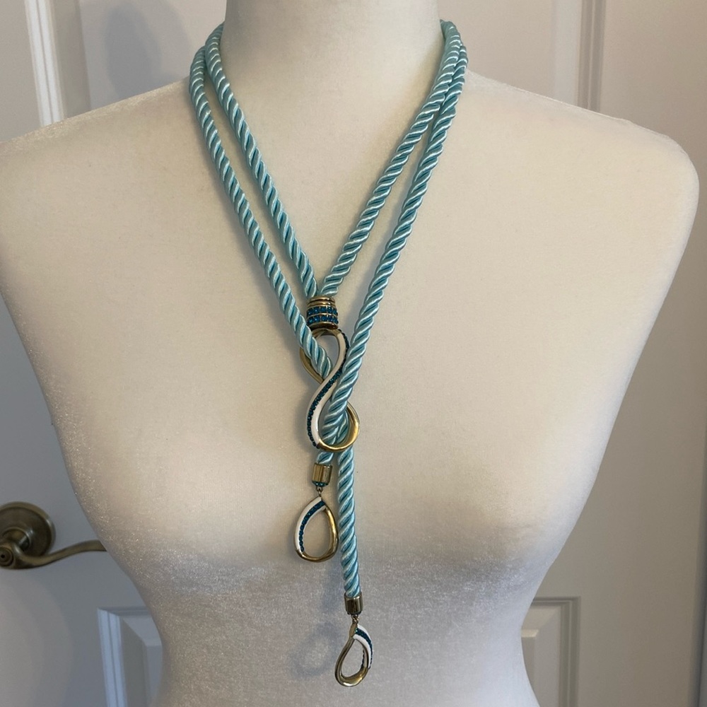 Heidi Daus “Summer Breeze” Lariat Style 30” Turquoise Cord Necklace.